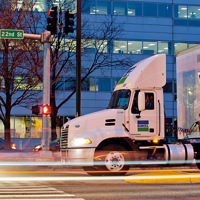 Bunzl lorry at night